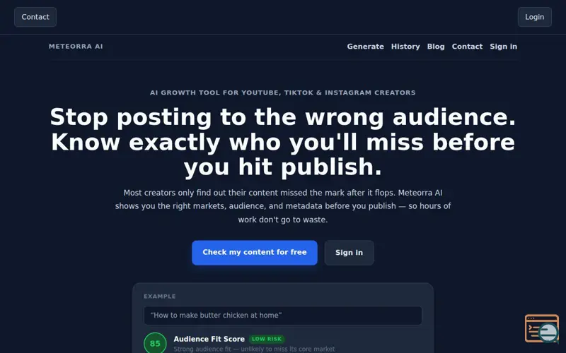 Screenshot of Meteorra AI