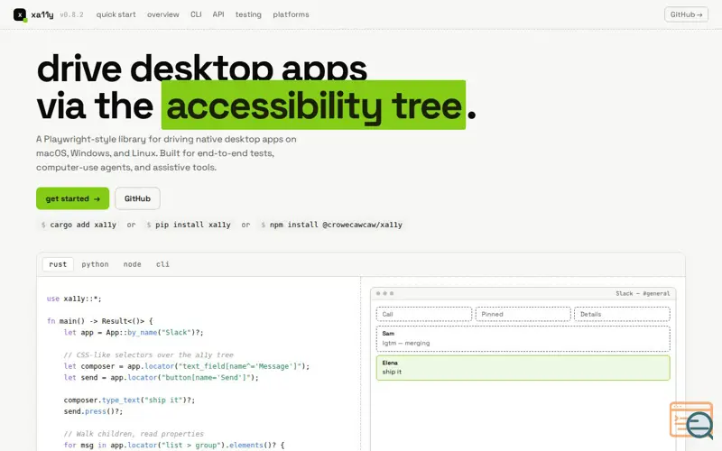 Screenshot of Xa11y
