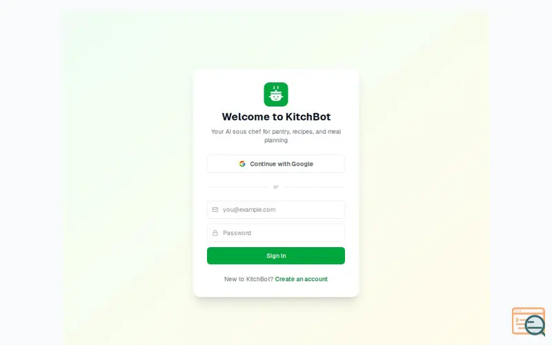 Screenshot of KitchBot