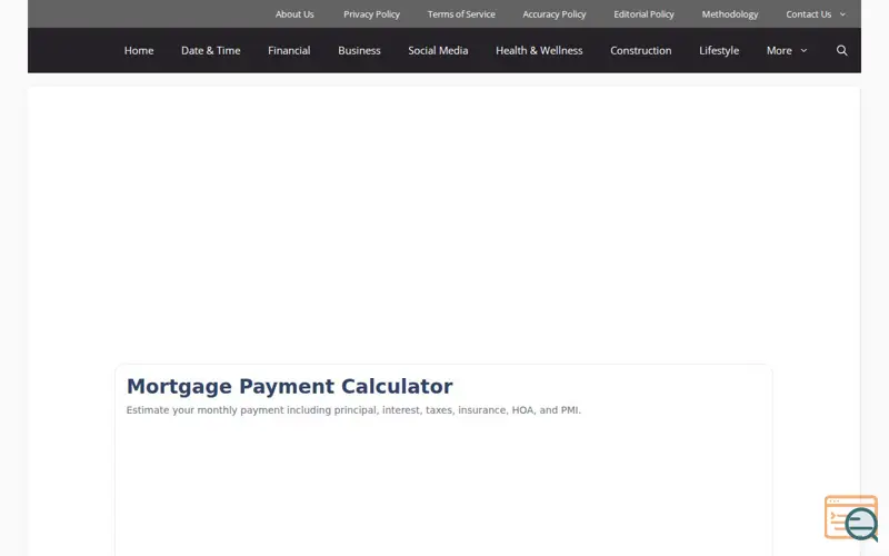 Screenshot of Mortgage Payment Calculator 