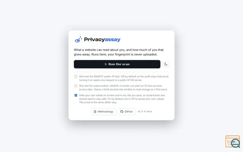 Screenshot of Privacyassay