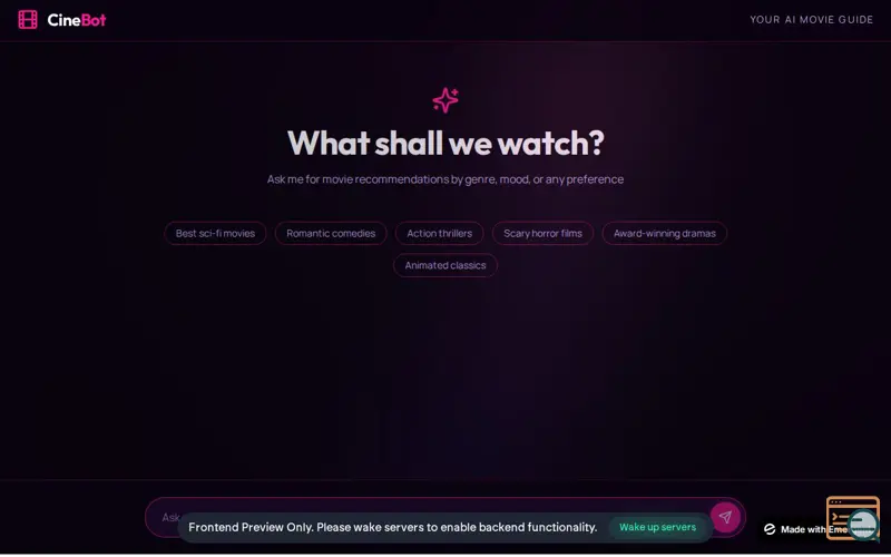 Screenshot of CineBot 