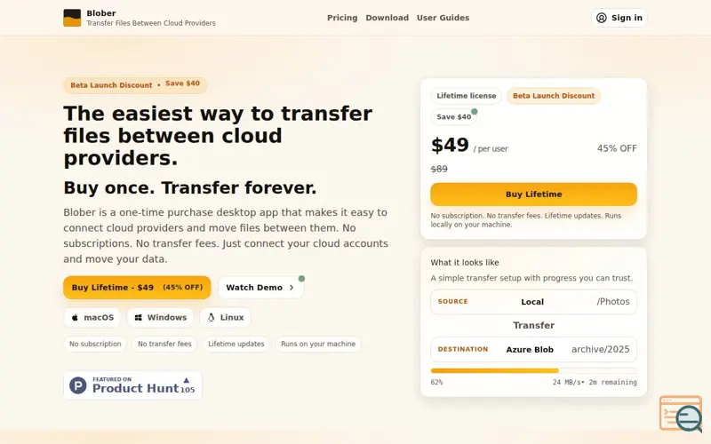 Screenshot of Blober.io
