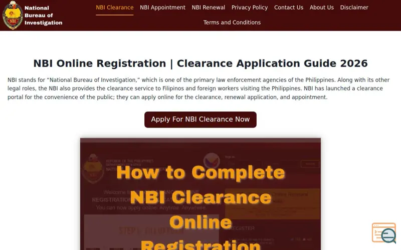 Screenshot of Online Nbi Clearance