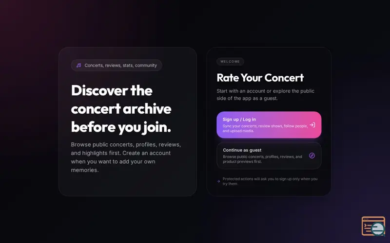 Screenshot of Rate Your Concert