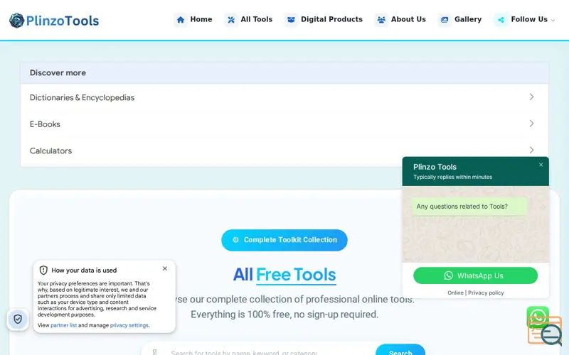 Screenshot of PlinzoTools