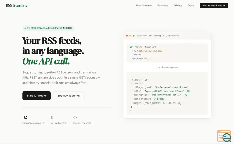 Screenshot of RSSTranslate
