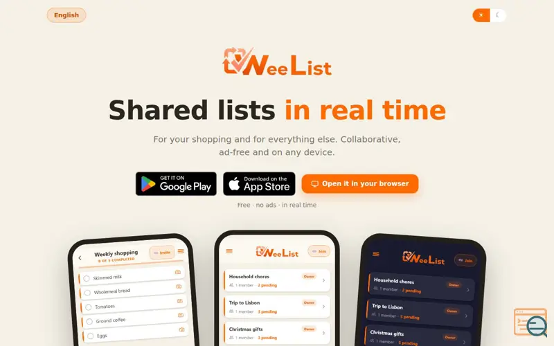 Screenshot of WeeList 