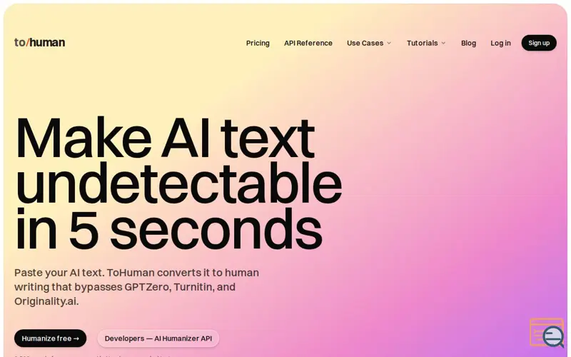 Screenshot of ToHuman, a launch using Artificin