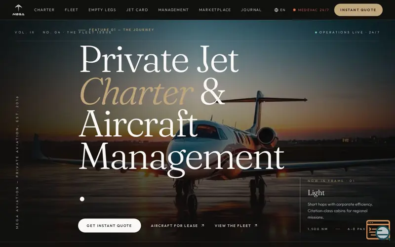 Screenshot of MEGA Aviation