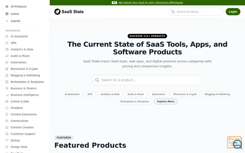 Screenshot of SaaS State