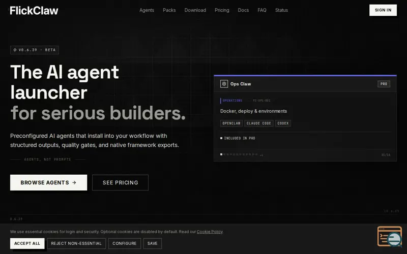 Screenshot of FlickClaw