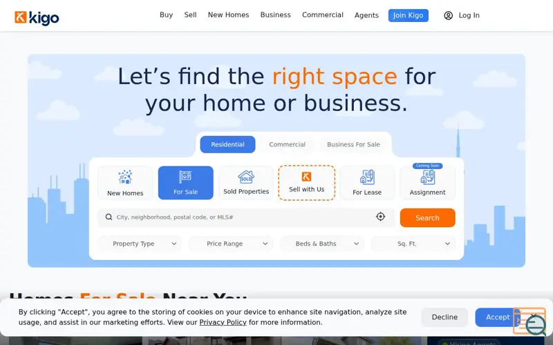 Screenshot of Kigo Realty