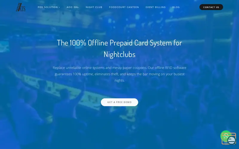 Screenshot of ATS Cashless RFID Card POS for Nightclub, a launch using WebHostBox