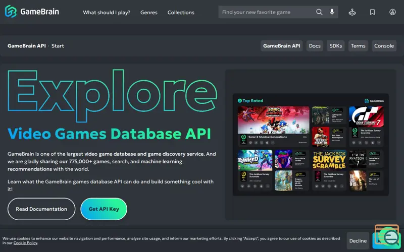 Screenshot of GameBrain API