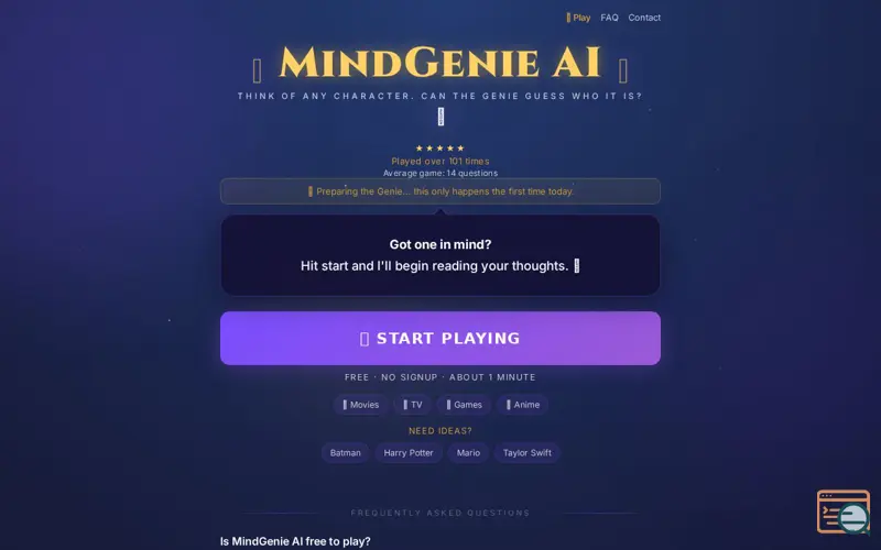 Screenshot of MindGenie AI