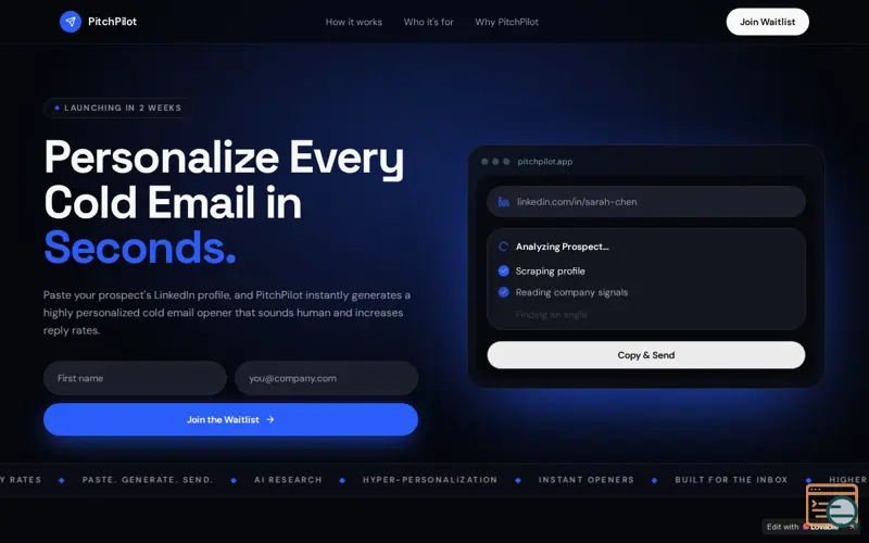 Screenshot of PitchPilot