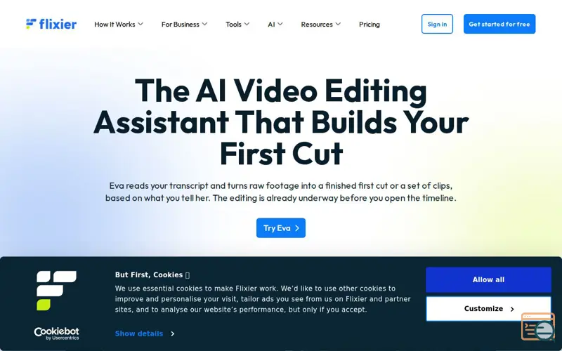 Screenshot of Eva by Flixier: AI Video Assistant