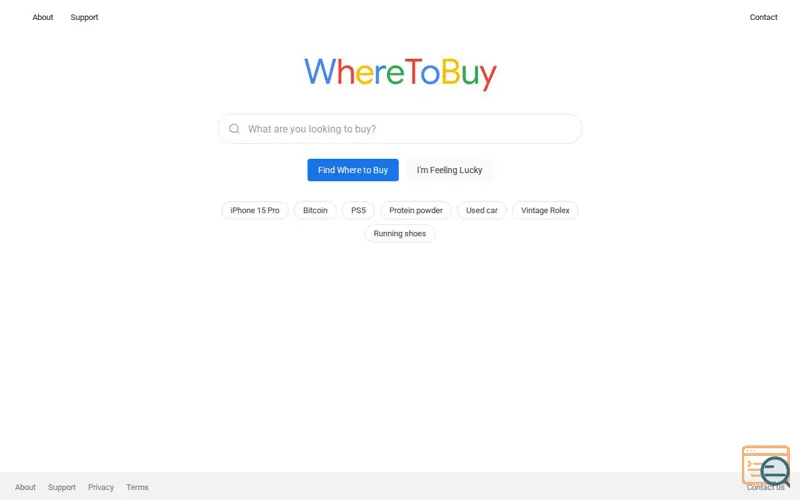 Screenshot of Where to Buy Anything