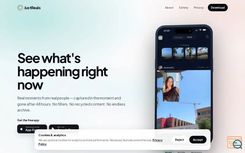 Screenshot of JustReals