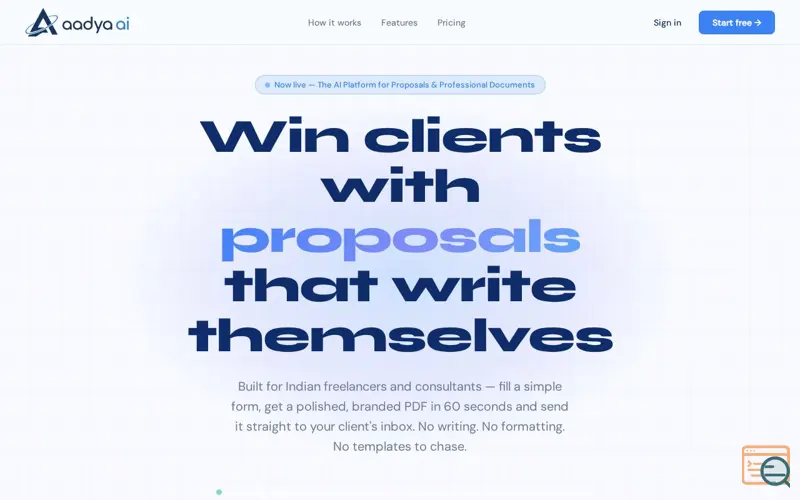 Screenshot of Aadya AI