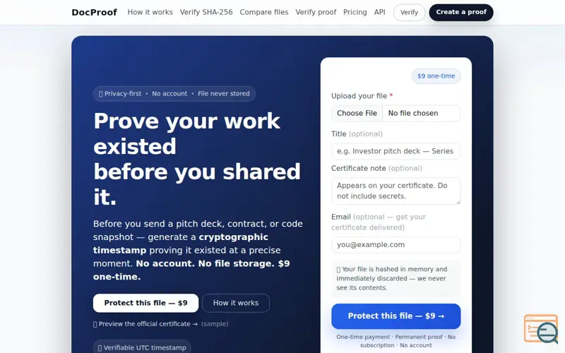 Screenshot of DocProof