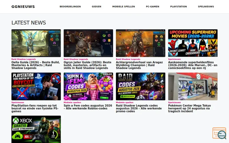 Screenshot of GGNIEUWS