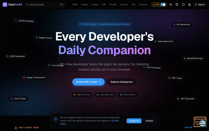 Screenshot of EasyDevKit, a launch using IMG.LY