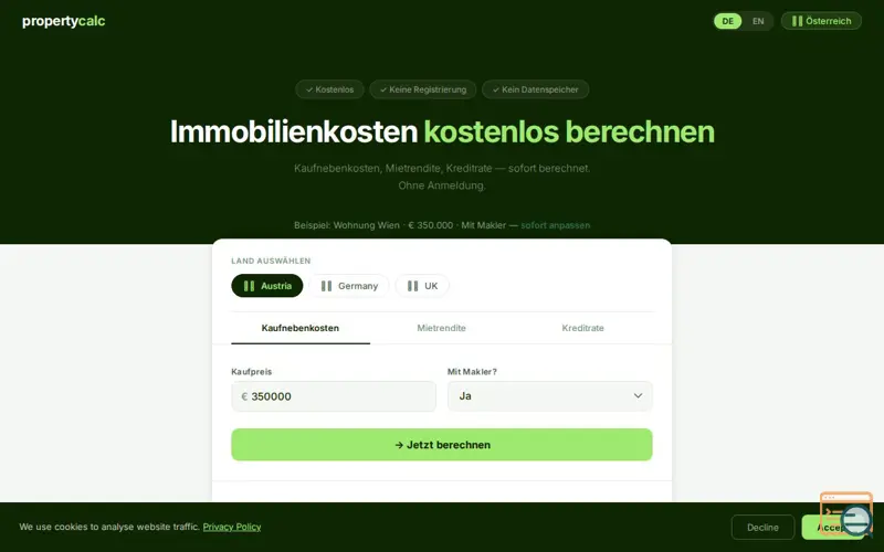 Screenshot of PropertyCalc 