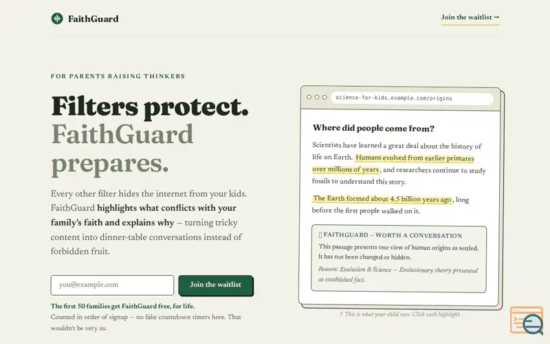 Screenshot of Faithguard