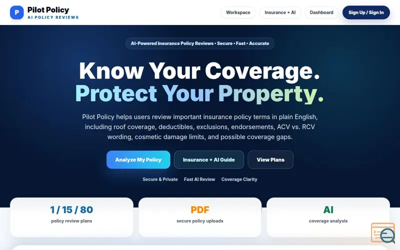 Screenshot of Pilot Policy | AI Insurance Policy Reviews
