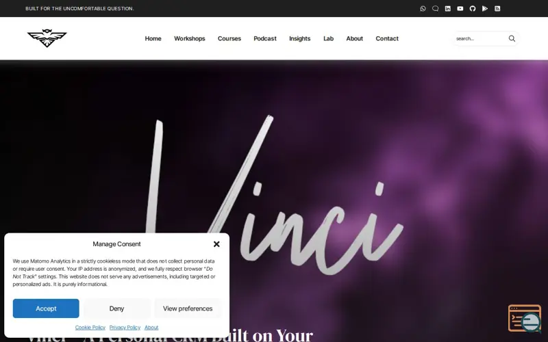 Screenshot of Vinci - A Personal CRM using Nextcloud