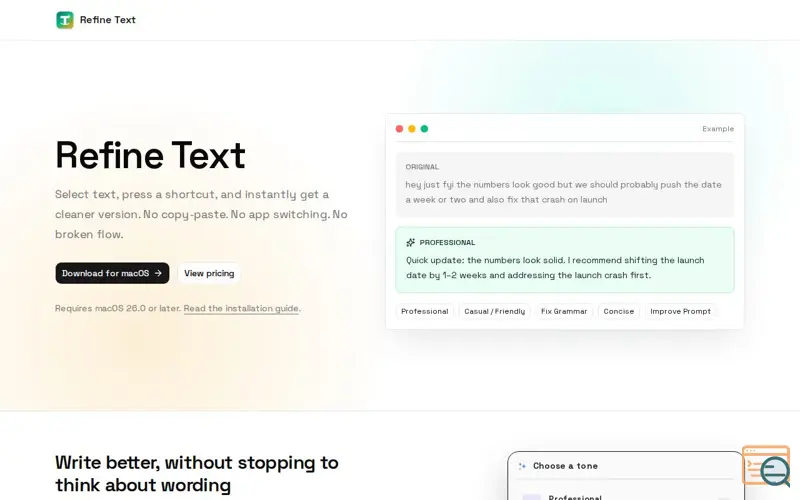 Screenshot of Refine Text