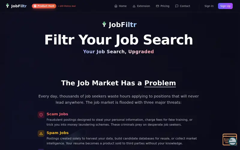 Screenshot of JobFiltr