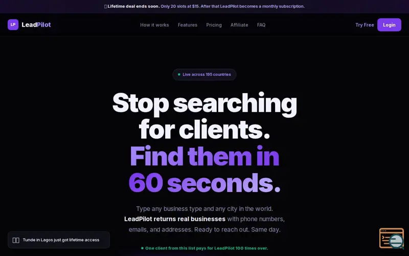 Screenshot of LeadPilot