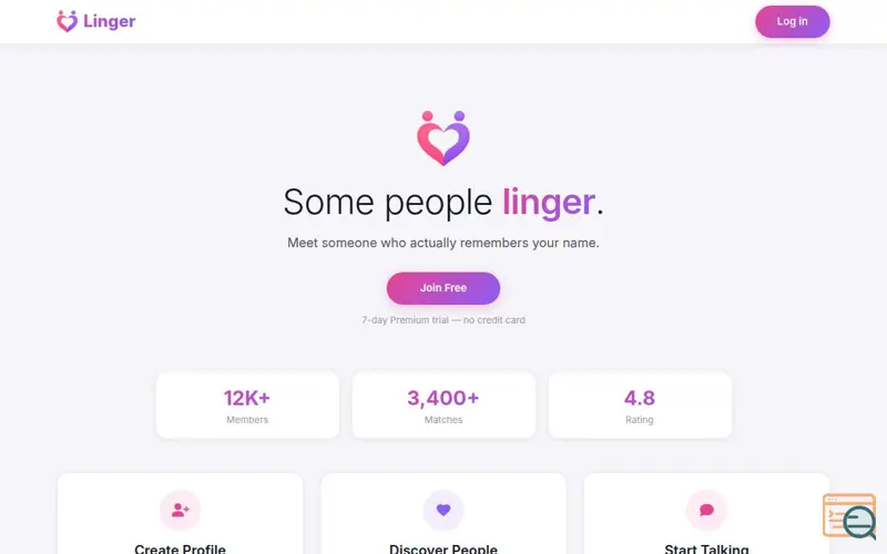 Screenshot of Linger Dating
