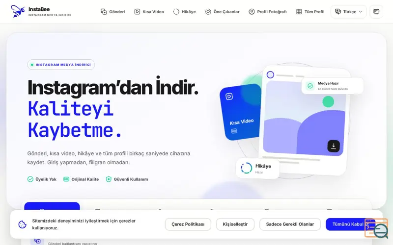 Screenshot of InstaBee