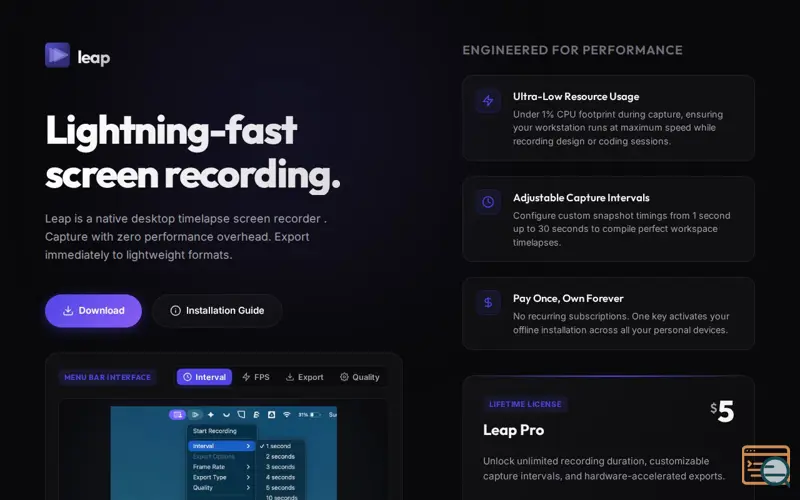 Screenshot of Leap — Lightning