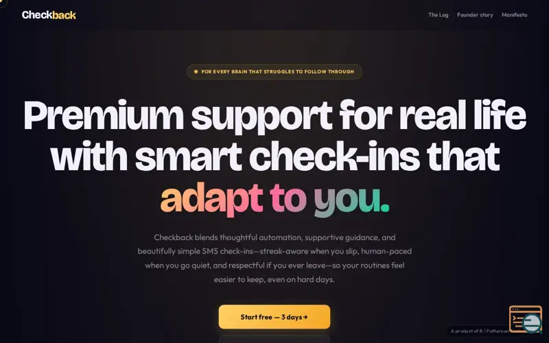 Screenshot of Checkback
