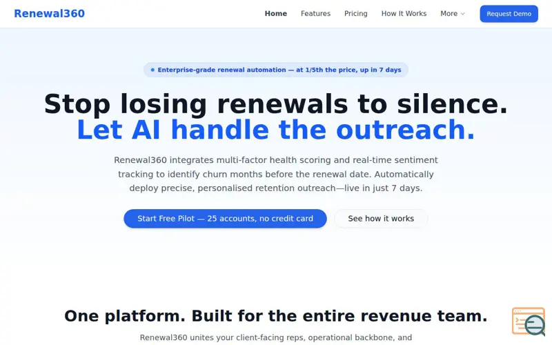 Screenshot of Renewal360, a launch using Freshchat