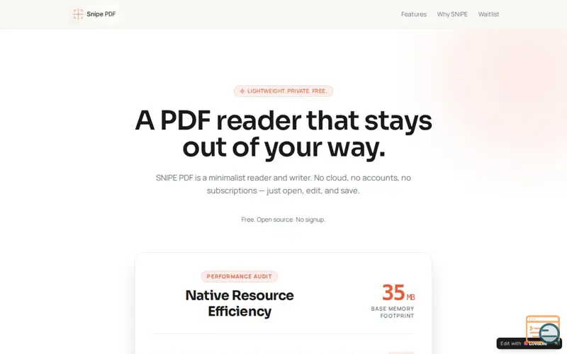 Screenshot of SNIPE PDF - Minimalist And Secure PDFs