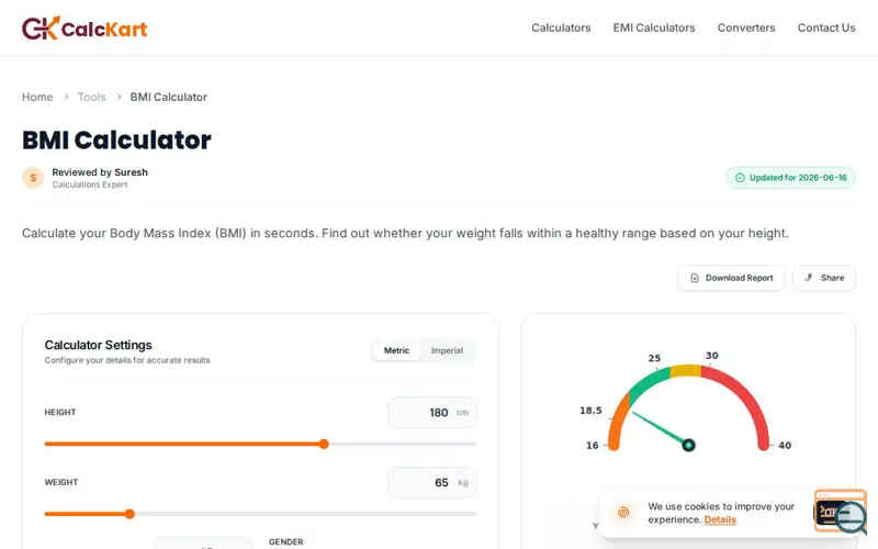 Screenshot of BMI Calculator