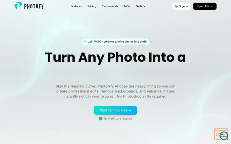 Screenshot of Photofy AI