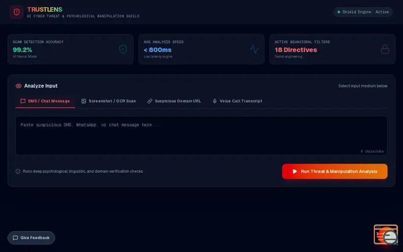 Screenshot of TrustLens
