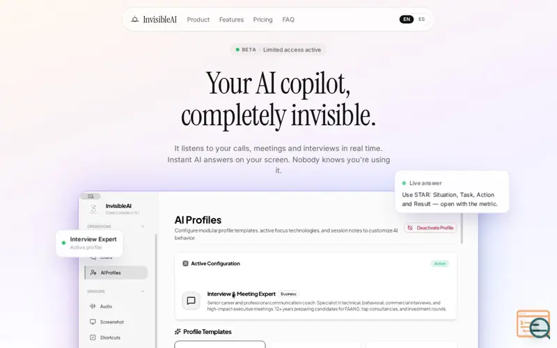 Screenshot of Invisibleai