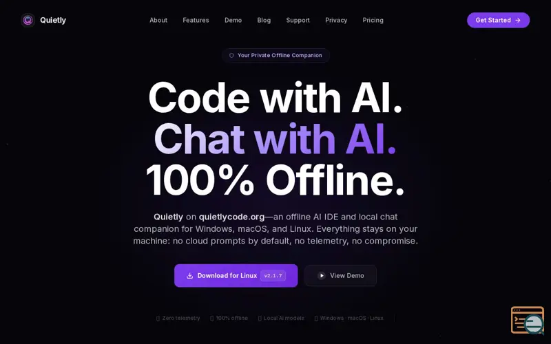 Screenshot of Quietly
