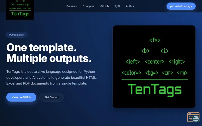 Screenshot of TenTags – Declarative (IR) for Documents