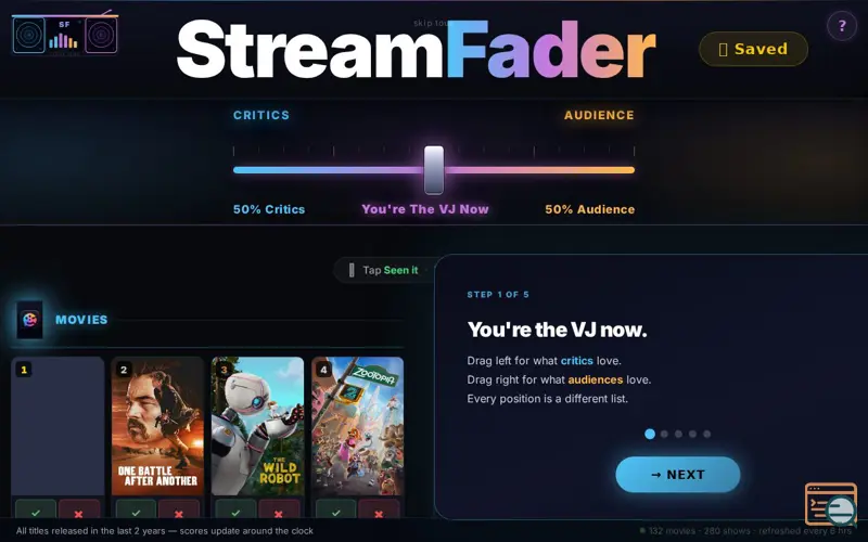 Screenshot of StreamFader-Movies/Series picked by YOU!