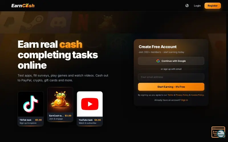 Screenshot of EarnCash