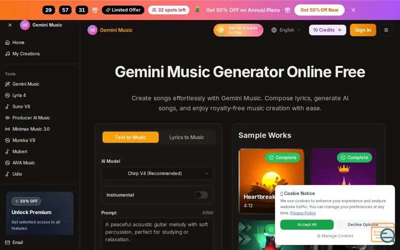 Screenshot of Gemini Music